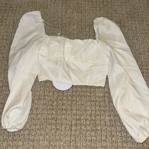 White princess Polly long sleeve cropped top